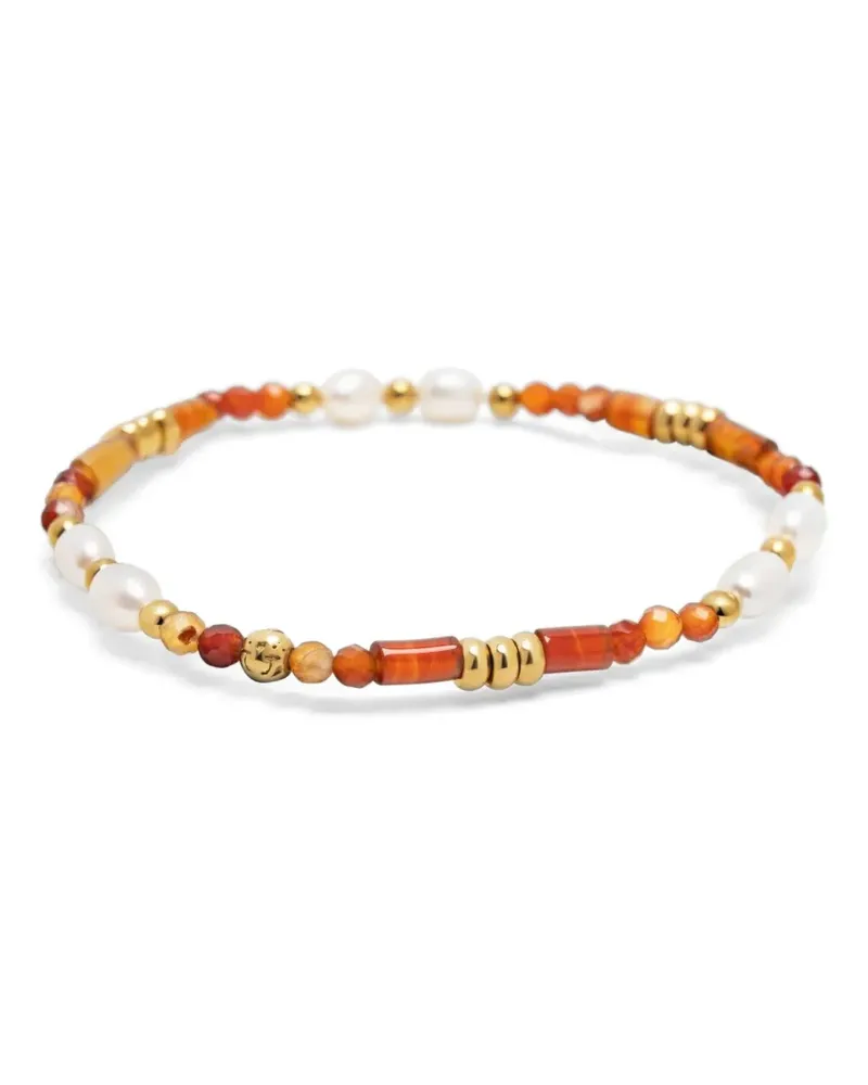 Nialaya Perlenarmband mit Karneol - Gold Gold