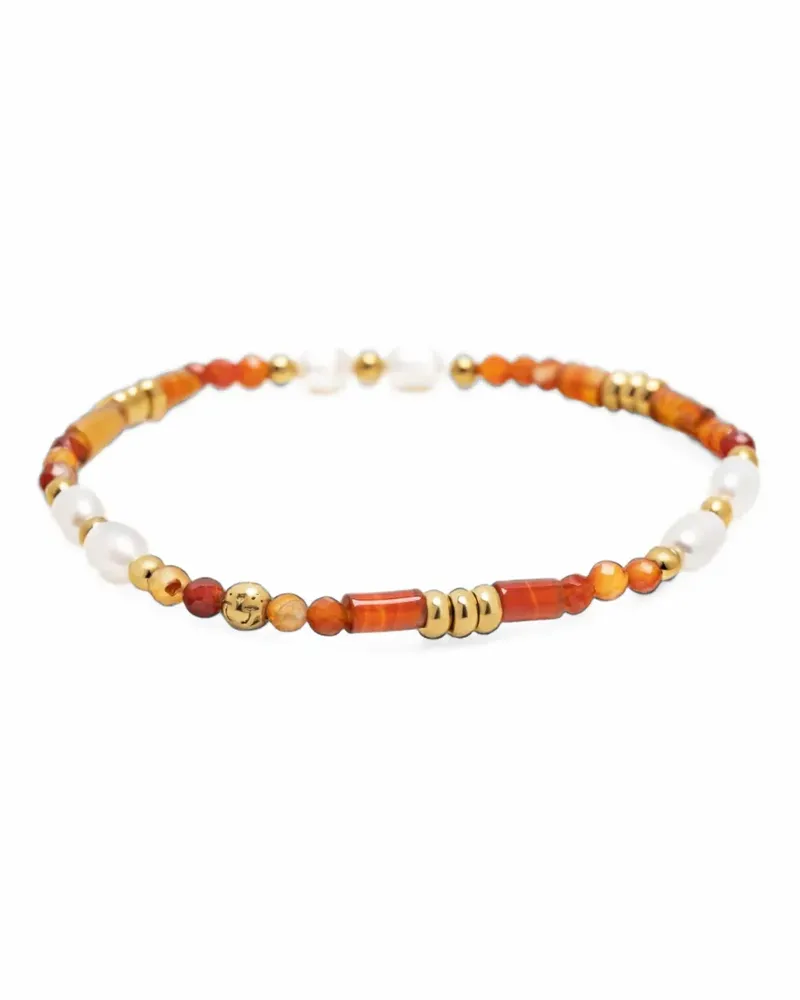Nialaya Perlenarmband mit Karneol - Gold Gold