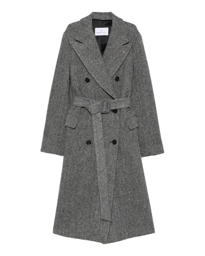 Manuel Ritz chevron-pattern double-breasted coat - Grau Grau