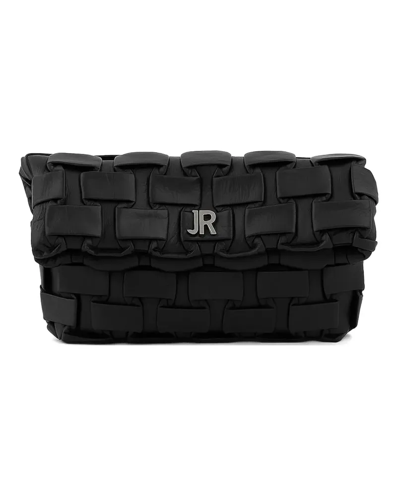 John Richmond woven-effect foldover clutch bag - Schwarz Schwarz