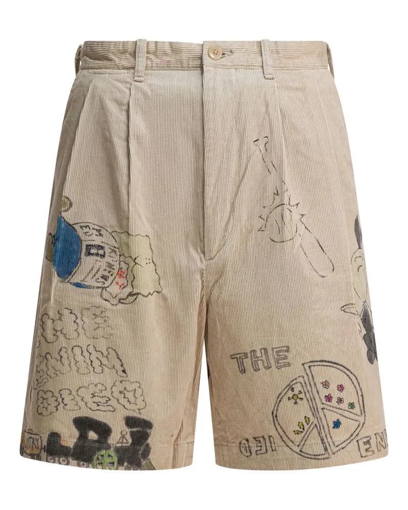 KAPITAL corduroy graphic shorts - Nude Nude