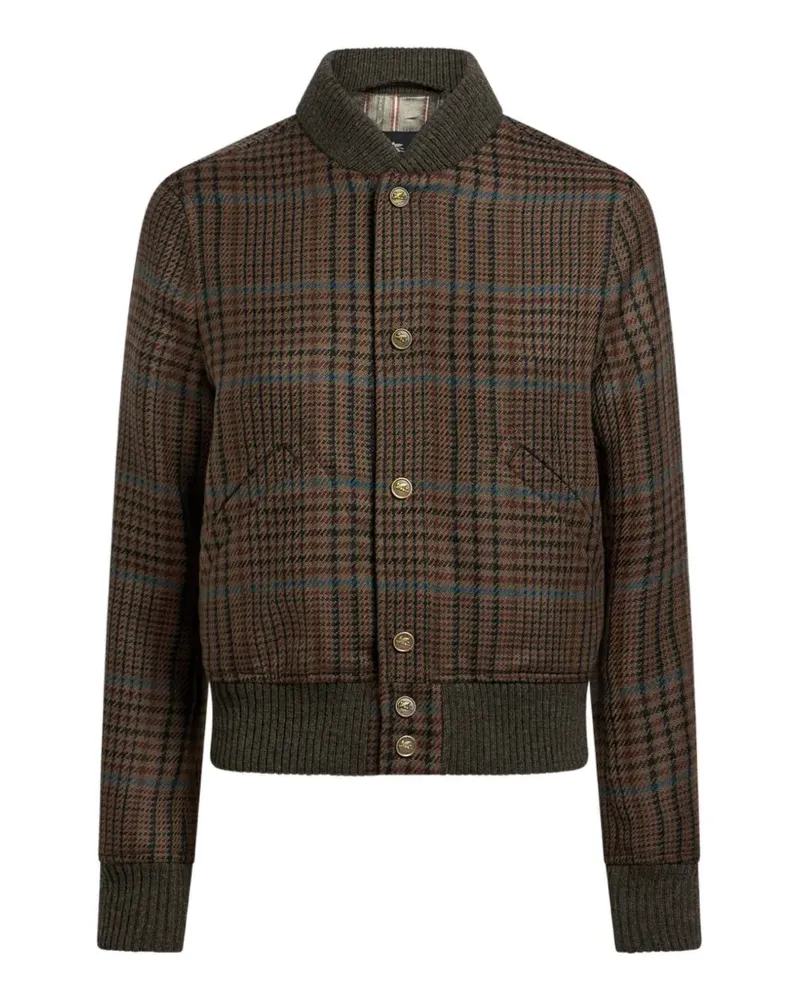 Etro Bomberjacke mit Pfauenstickerei und Prince of Wales Motiv - Braun Braun