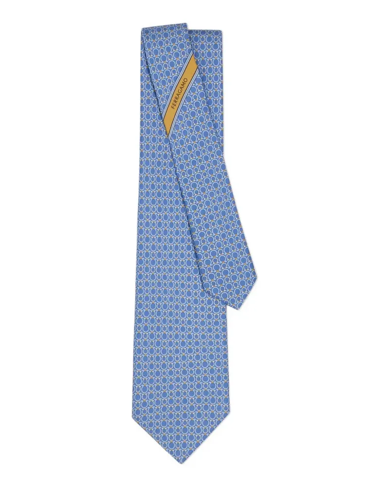 Ferragamo Seidenkrawatte mit Gancini-Print - Blau Blau