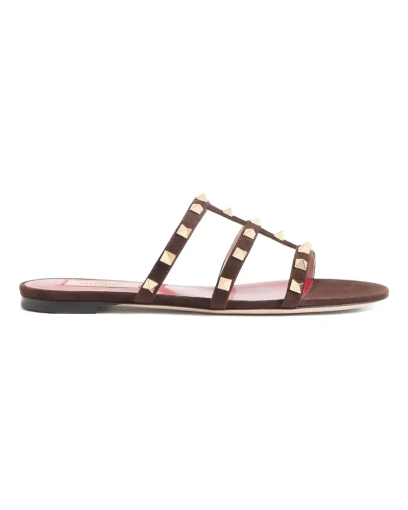 Valentino Garavani Rockstud Pantoletten aus Wildleder - Braun Braun