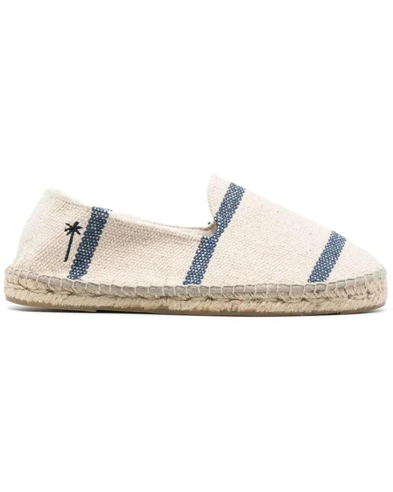 Manebí Gestreifte Espadrilles aus Canvas Nude