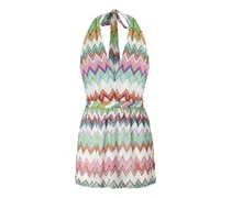 Zickzack-Playsuit mit V-Ausschnitt - Weiß