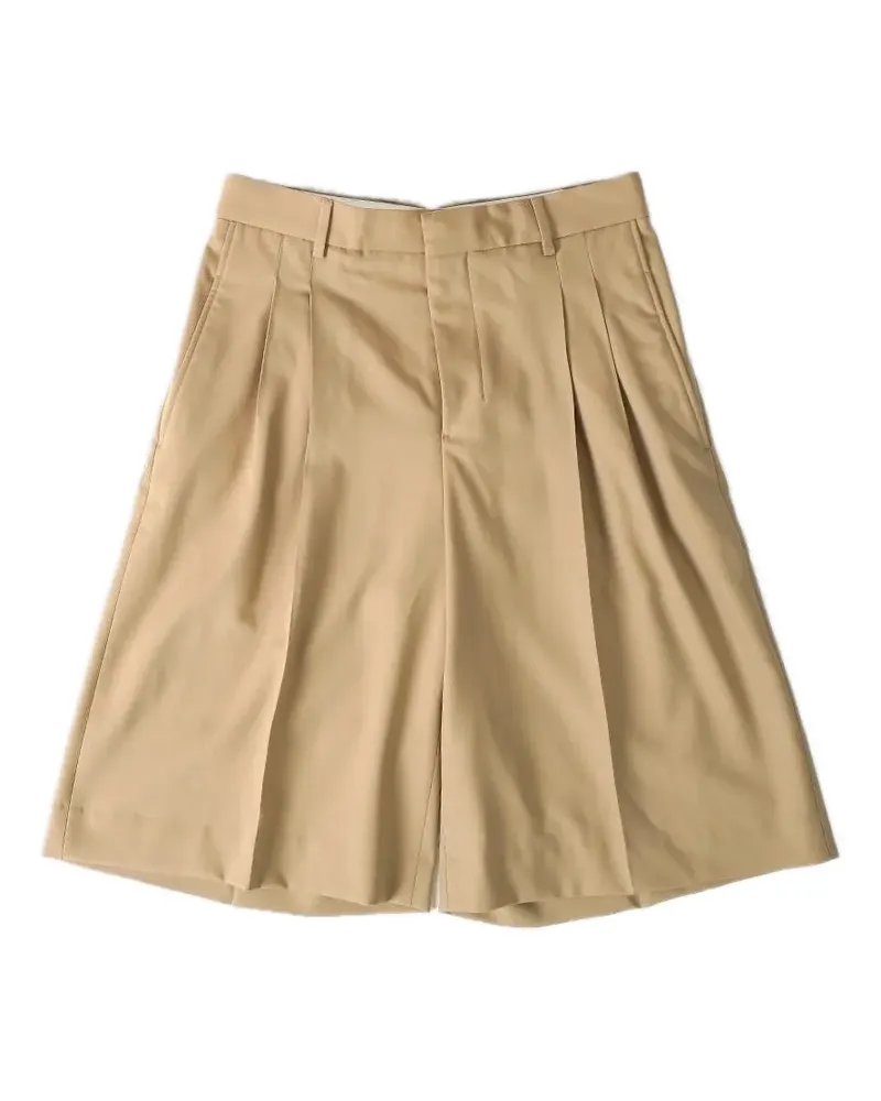 AMI Paris wide leg pleated shorts - Nude Nude