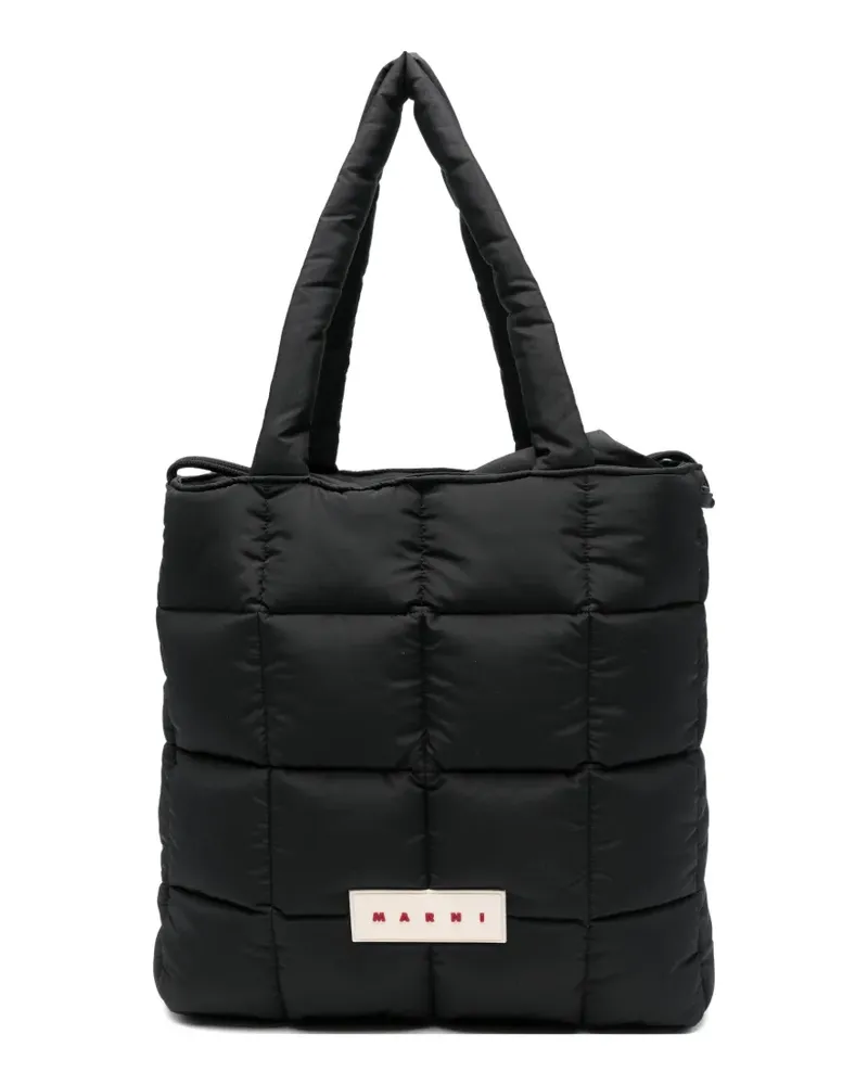 Marni padded logo tote bag - Schwarz Schwarz