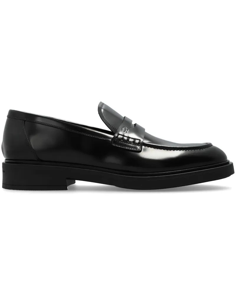 Gianvito Rossi Harris Penny-Loafer aus poliertem Leder Schwarz