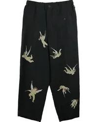 Yohji Yamamoto Hose mit Engel-Print Schwarz