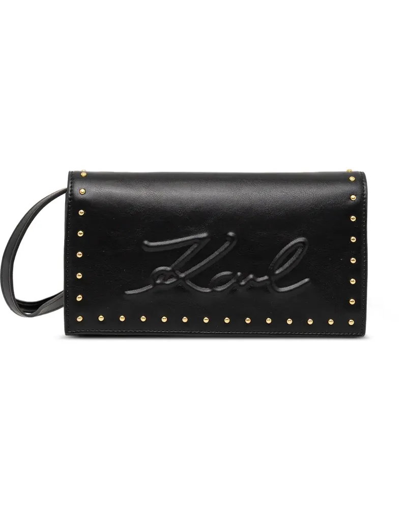 Karl Lagerfeld embossed studded wallet on strap - Schwarz Schwarz