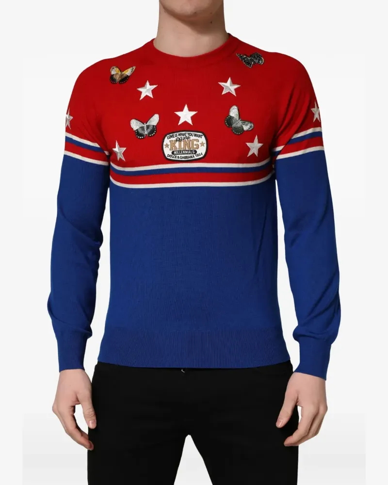 Dolce & Gabbana butterfly-patch star-embroidered sweatshirt - Rot Rot
