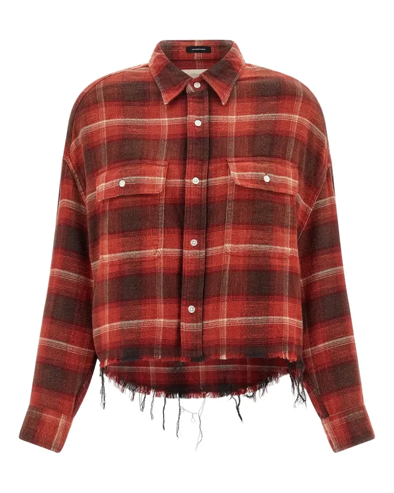 R13 frayed check-pattern shirt - Rot Rot