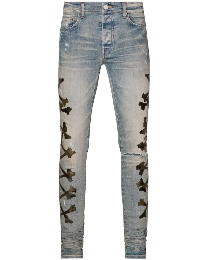 Amiri Camo Bones Skinny-Jeans - Blau Blau