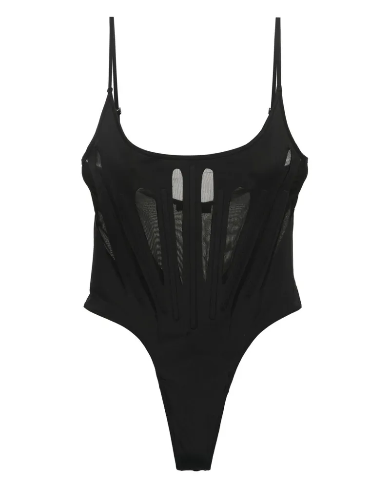Thierry Mugler Semi-transparenter Tanga-Badeanzug - Schwarz Schwarz