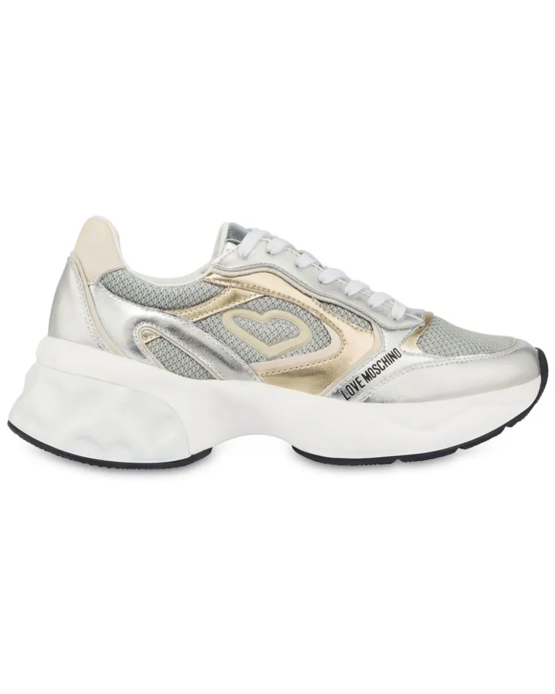 Moschino Sneakers mit Logo-Print - Silber Silber