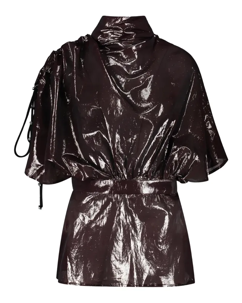 ELLERY Bluse im Metallic-Look mit Stehkragen - Braun Braun