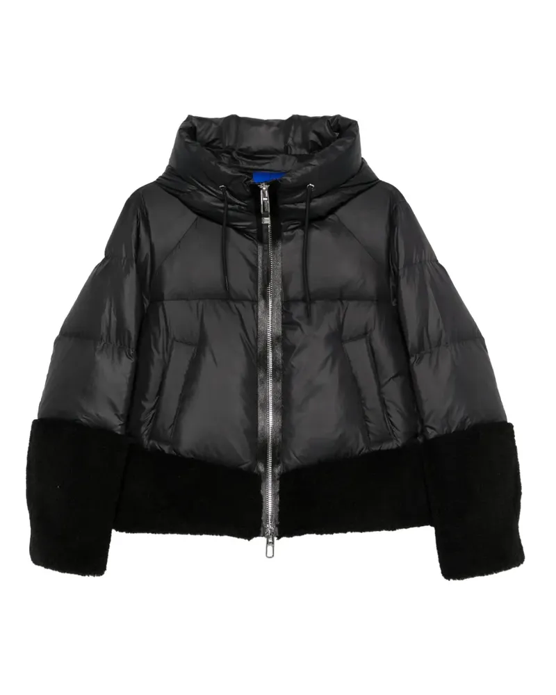 DUNO hooded faux-fur trim jacket - Schwarz Schwarz