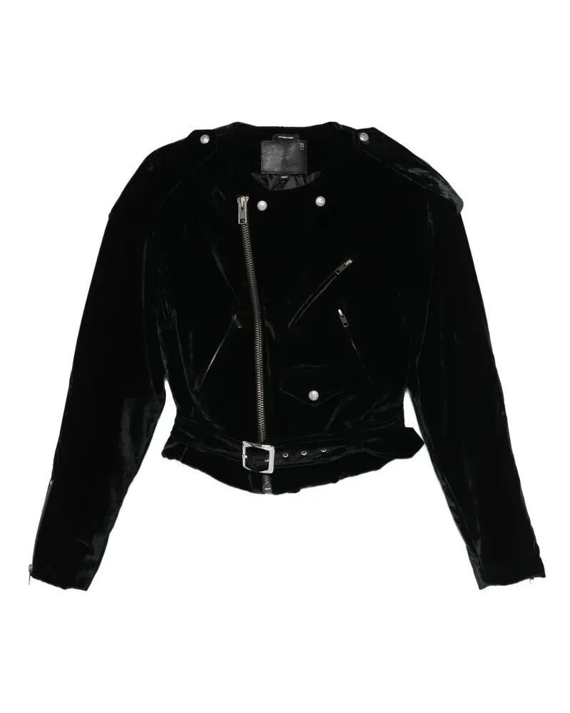 R13 Moto Jacke mit Reißverschluss - Schwarz Schwarz