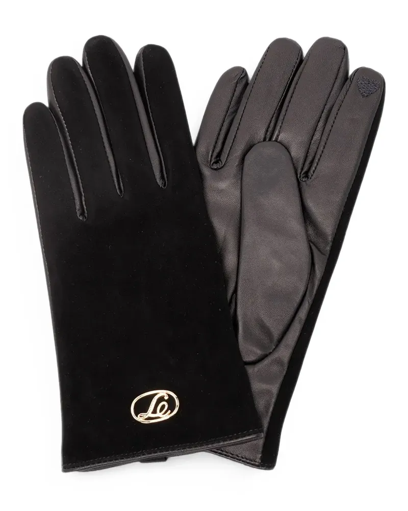 Twin-Set logo-plaque sheepskin gloves - Schwarz Schwarz