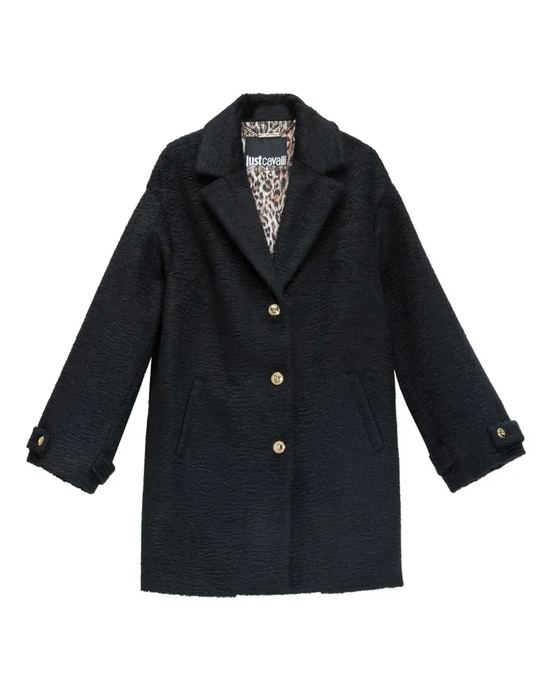 Just Cavalli Einreihiger Bouclé-Mantel - Schwarz Schwarz