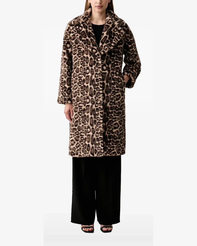 Joseph Ribkoff Mantel aus Faux Fur mit Leopardenprint - Braun Braun