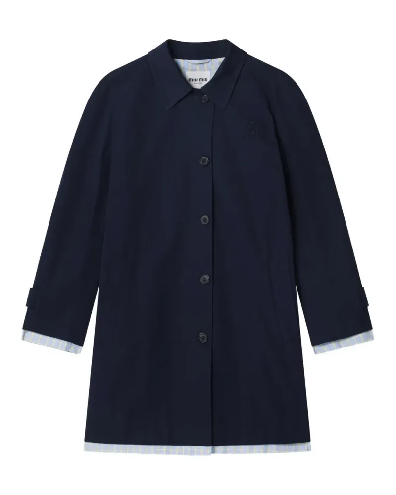Miu Miu single-breasted poplin coat - Blau Blau