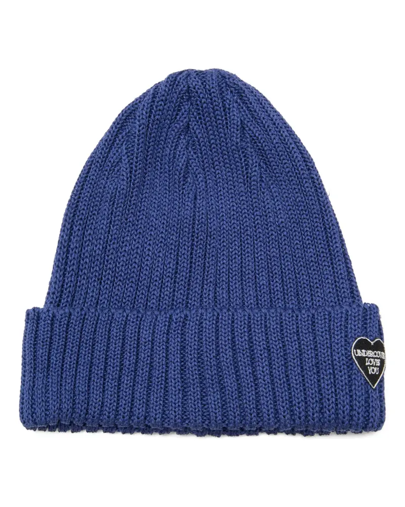 Undercover ribbed-knit heart-patch beanie hat - Blau Blau
