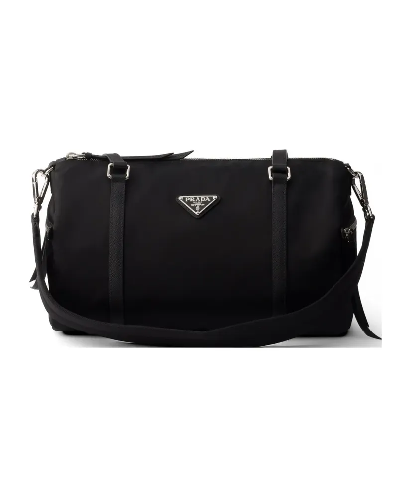Prada large Re-Nylon and Saffiano leather duffel bag - Schwarz Schwarz