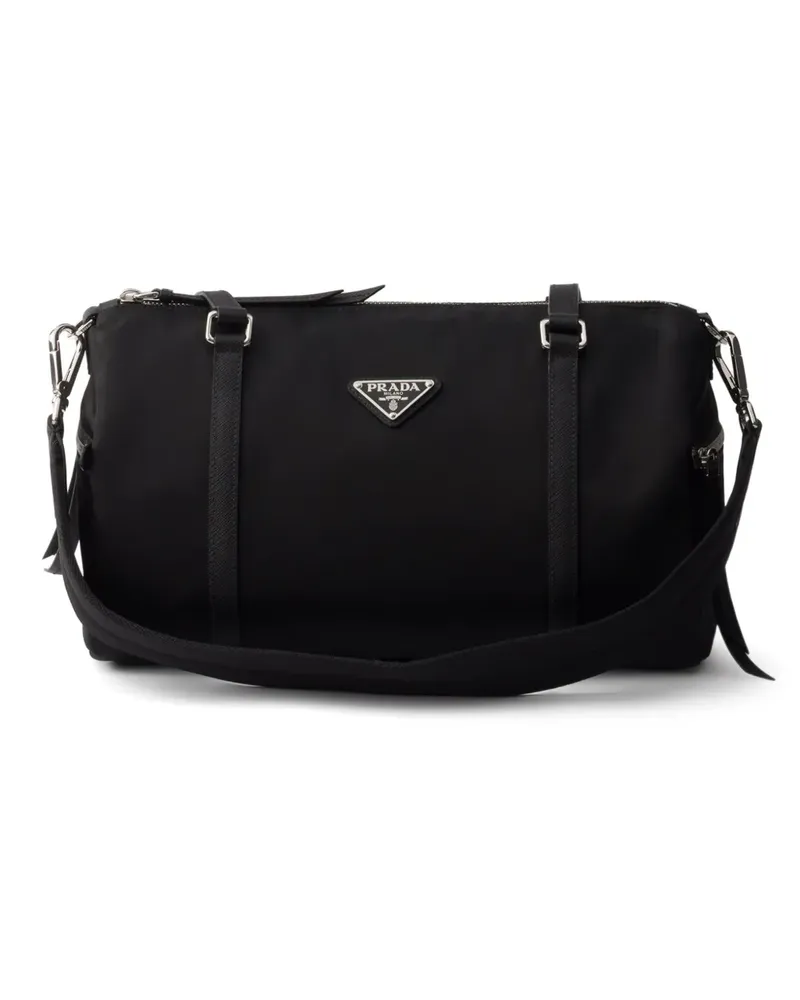 Prada large Re-Nylon and Saffiano leather duffel bag - Schwarz Schwarz