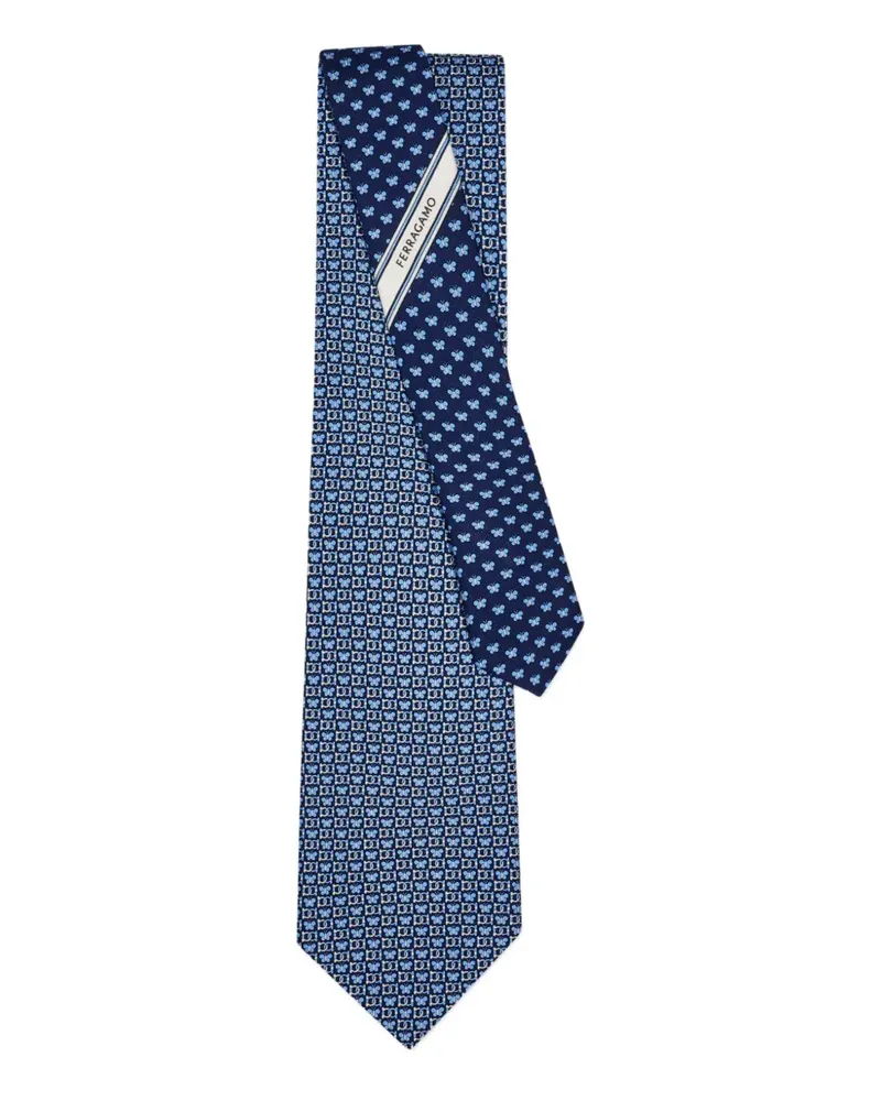 Ferragamo Seidenkrawatte mit Schmetterlingen - Blau Blau