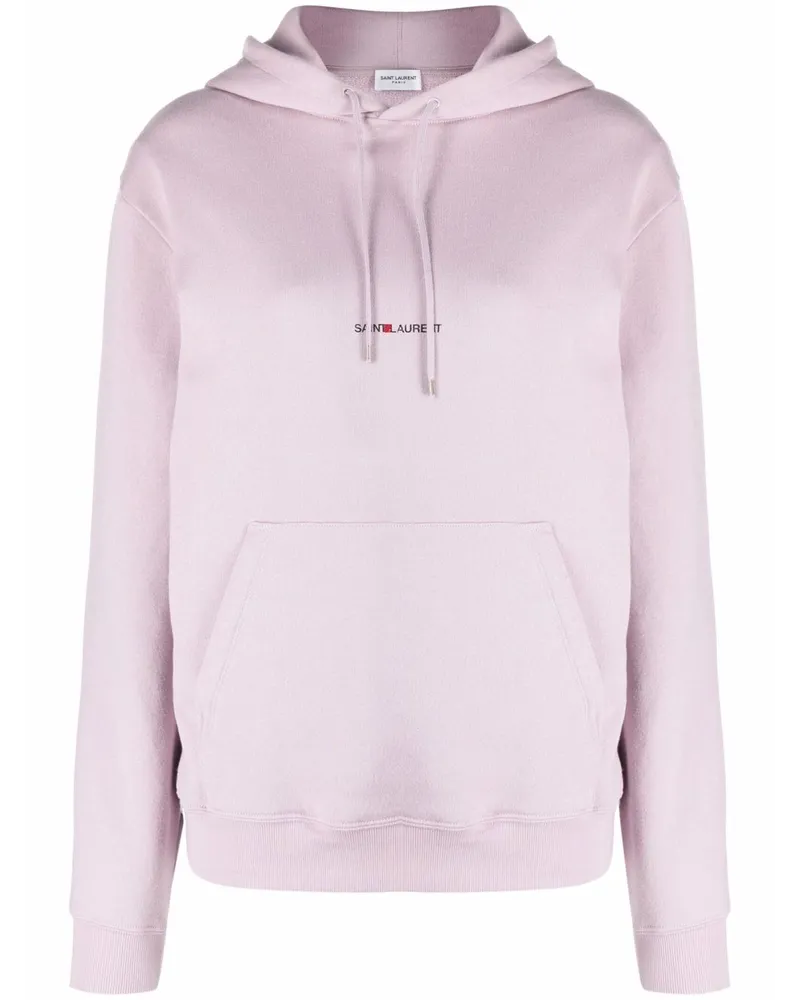 Saint Laurent Hoodie mit Logo-Print Violett