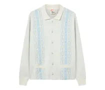 Gemusterter Cardigan mit Polokragen - Weiß