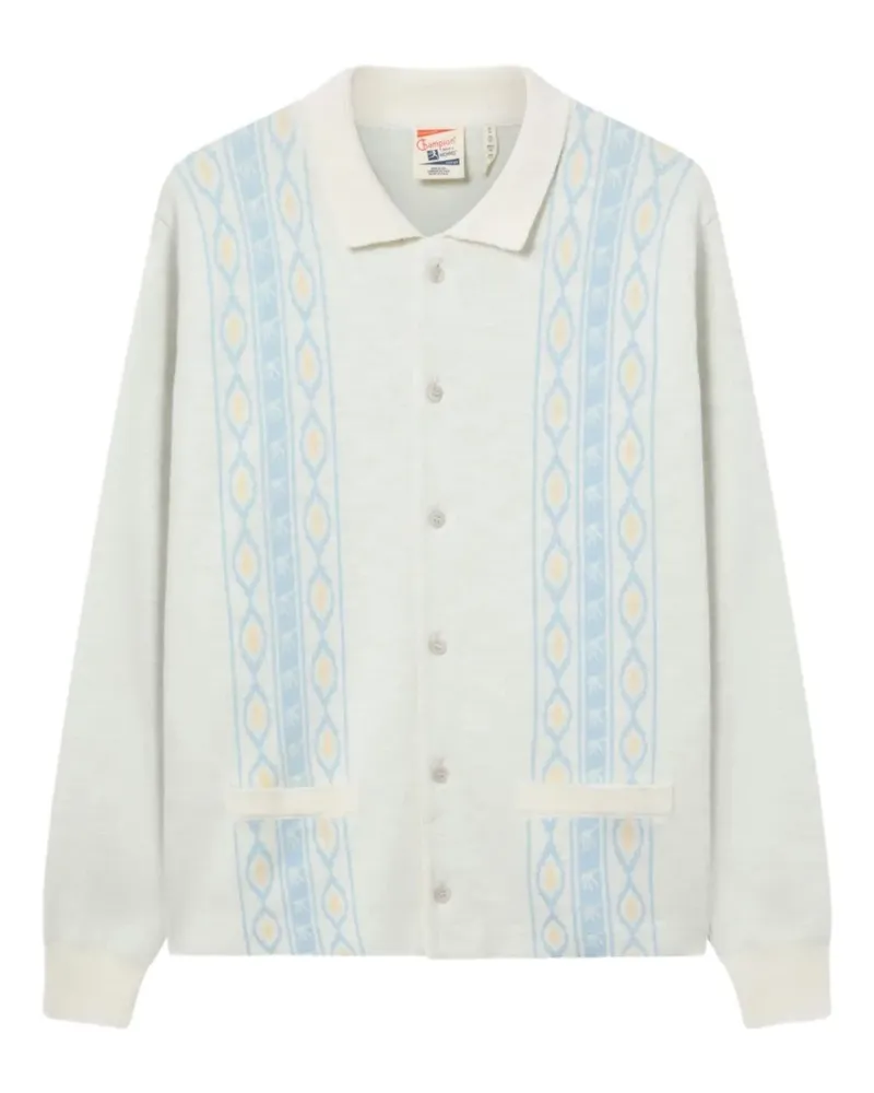 Champion Gemusterter Cardigan mit Polokragen - Weiß Weiß