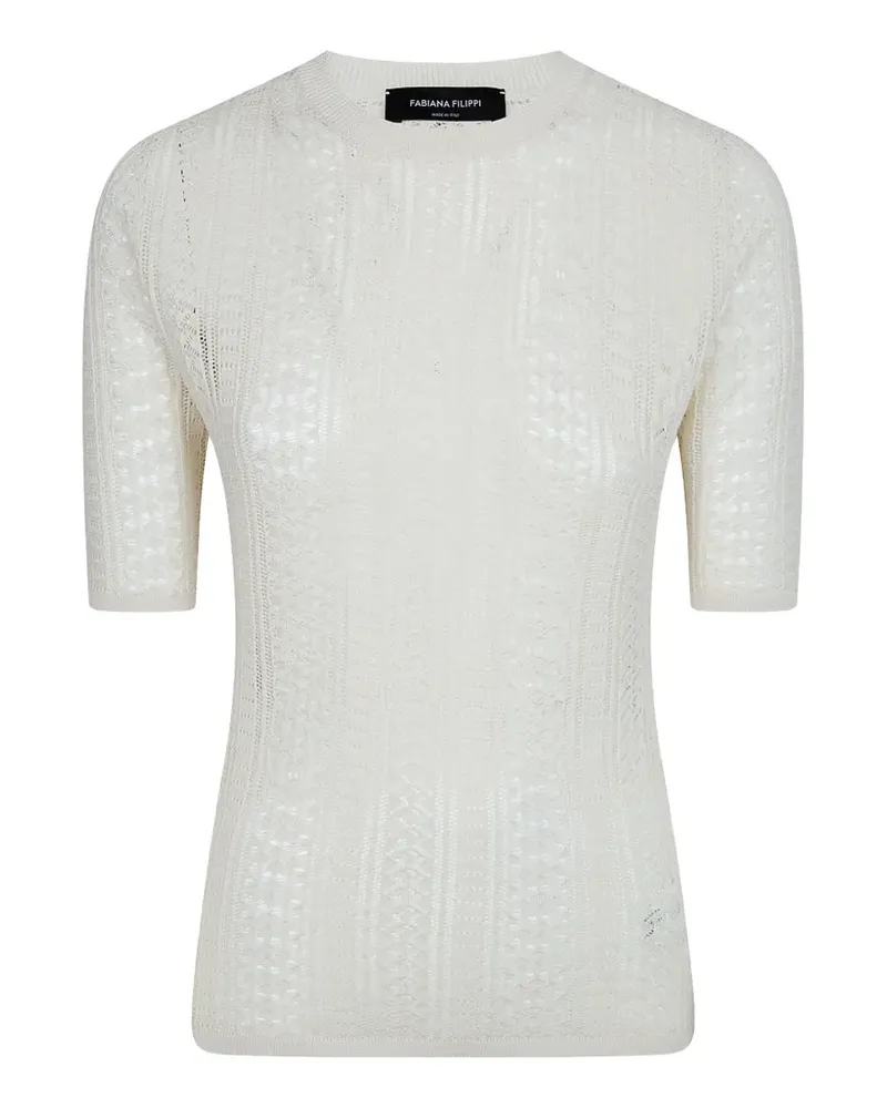 Fabiana Filippi open-stitch crew-neck T-shirt - Nude Nude