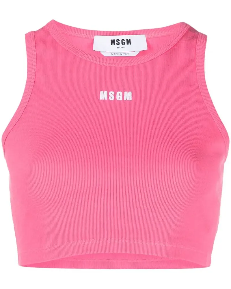 MSGM Cropped-Top mit Logo-Print - Rosa Rosa
