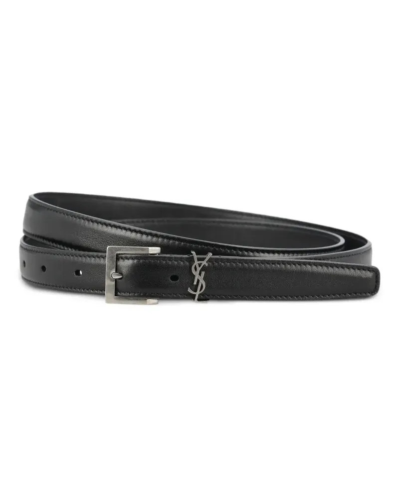 Saint Laurent Cassandre Gürtel aus Leder - Schwarz Schwarz