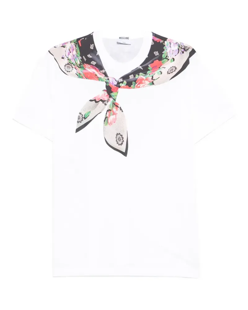Moschino floral-scarf T-shirt - Weiß Weiß