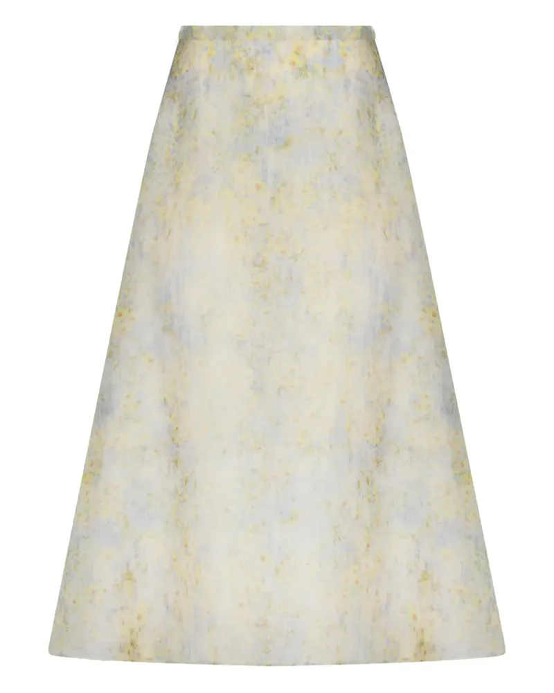 Alberta Ferretti floral-print midi skirt - Nude Nude