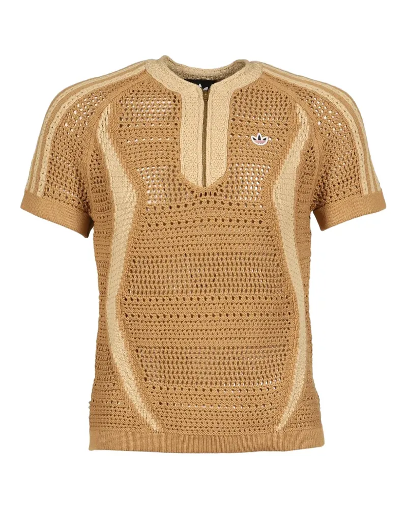 adidas x Clot half-zip knitted polo shirt - Braun Braun