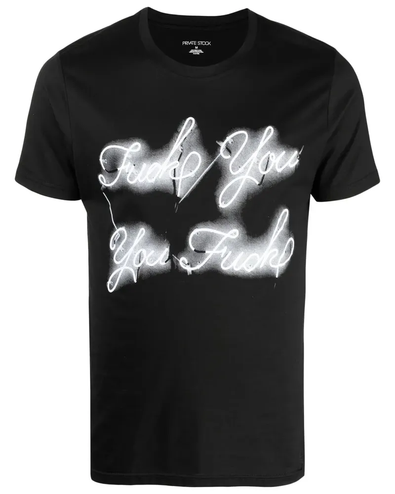 PRIVATE STOCK T-Shirt mit grafischem Print - Schwarz Schwarz