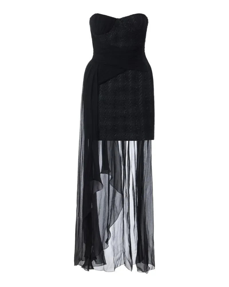 Elisabetta Franchi Tweed-Minikleid mit Schärpe - Schwarz Schwarz