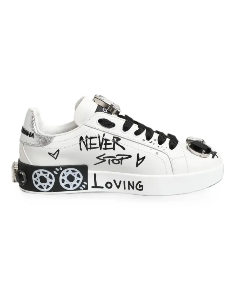 Dolce & Gabbana Verzierte Portofino Sneakers - Weiß Weiß