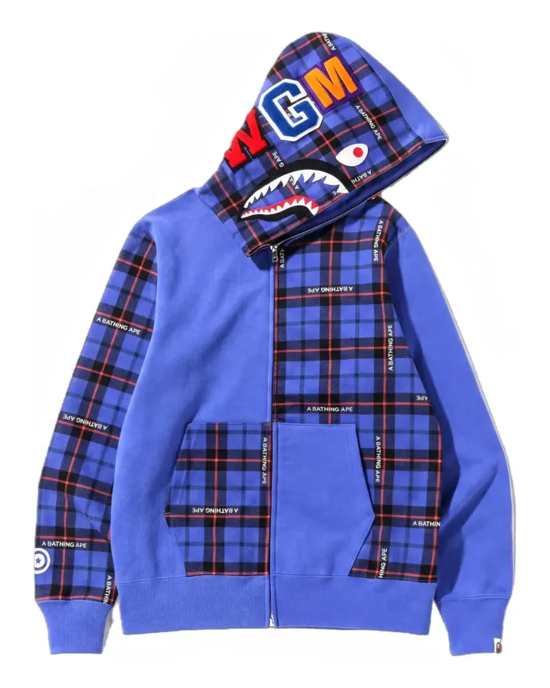 BAPE Shark check hoodie - Blau Blau
