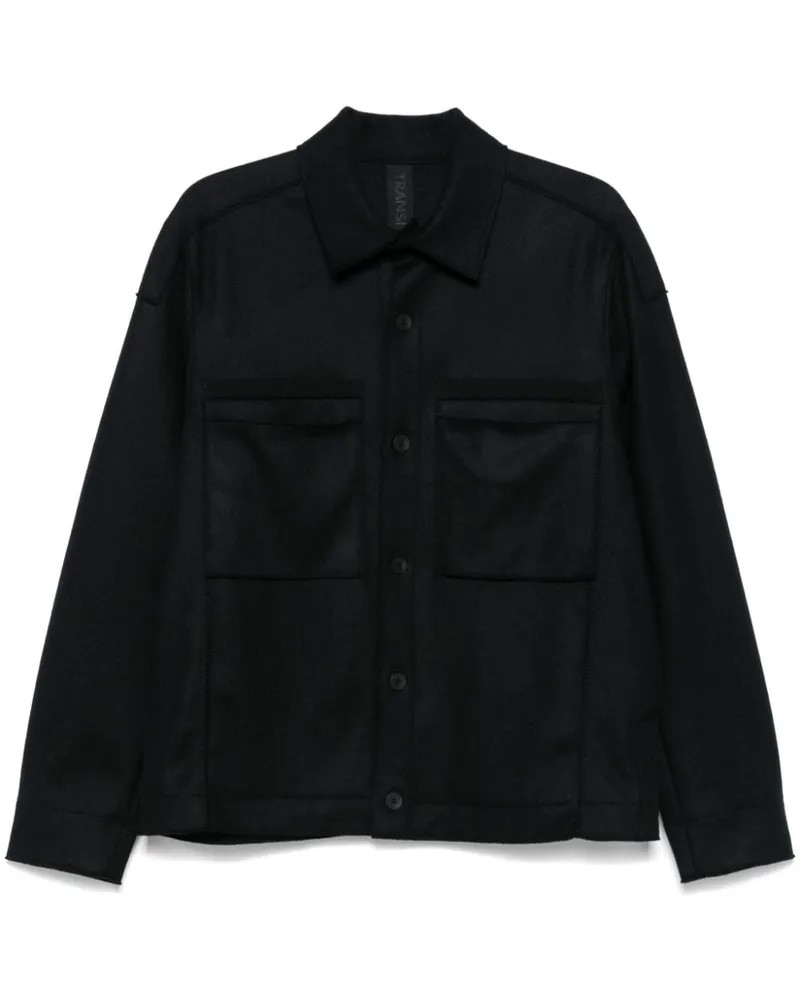 TRANSIT Ungesäumte Hemdjacke - Schwarz Schwarz