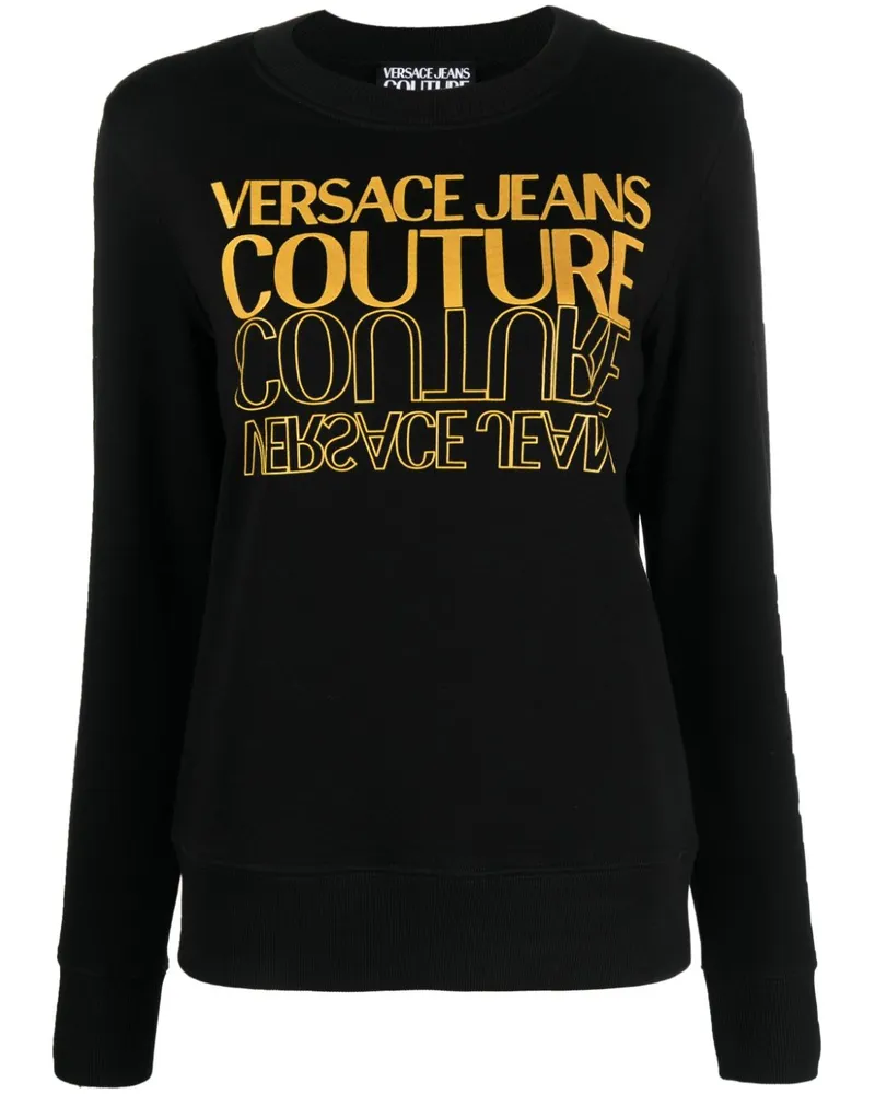 Versace Jeans Pullover mit Logo-Print Schwarz