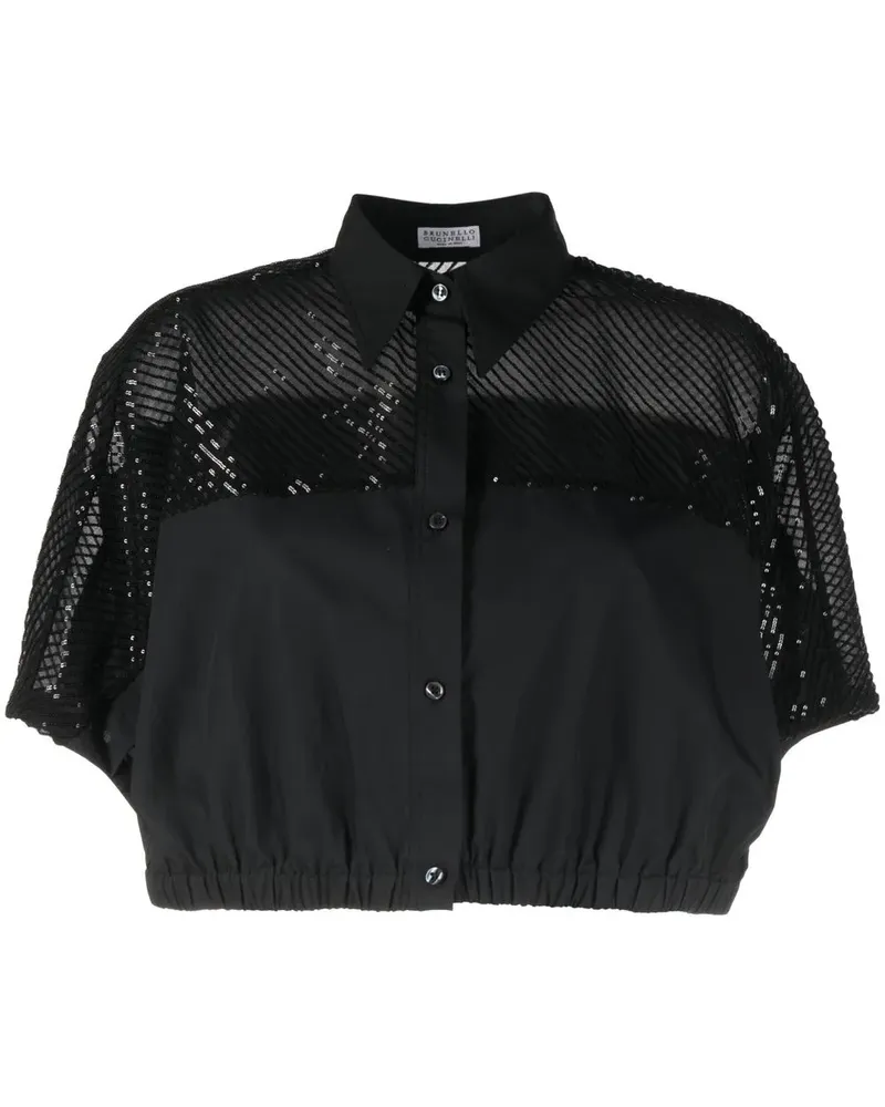 Brunello Cucinelli Cropped-Sweatshirt mit Pailletten - Schwarz Schwarz