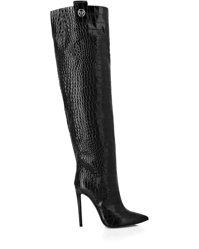 Philipp Plein 120mm crocodile-embossed boots - Schwarz Schwarz