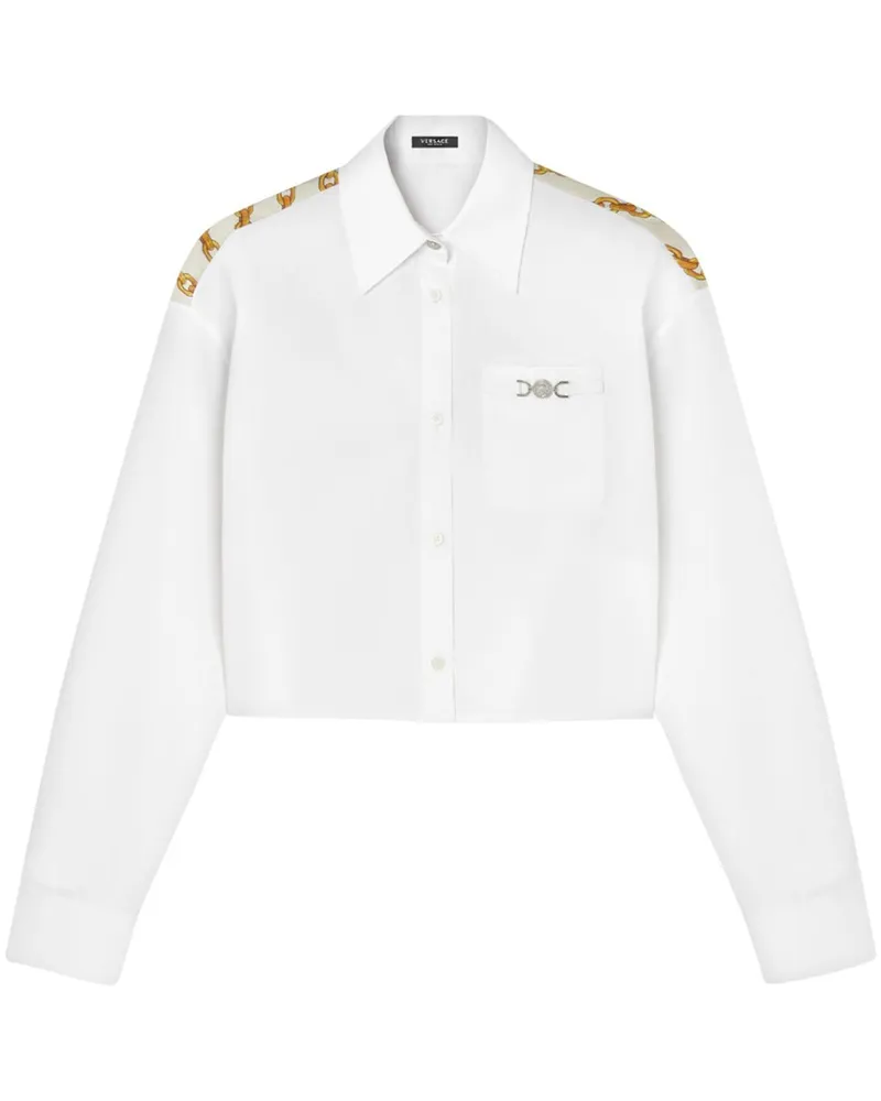 Versace Chain Stripes Cropped-Hemd - Weiß Weiß