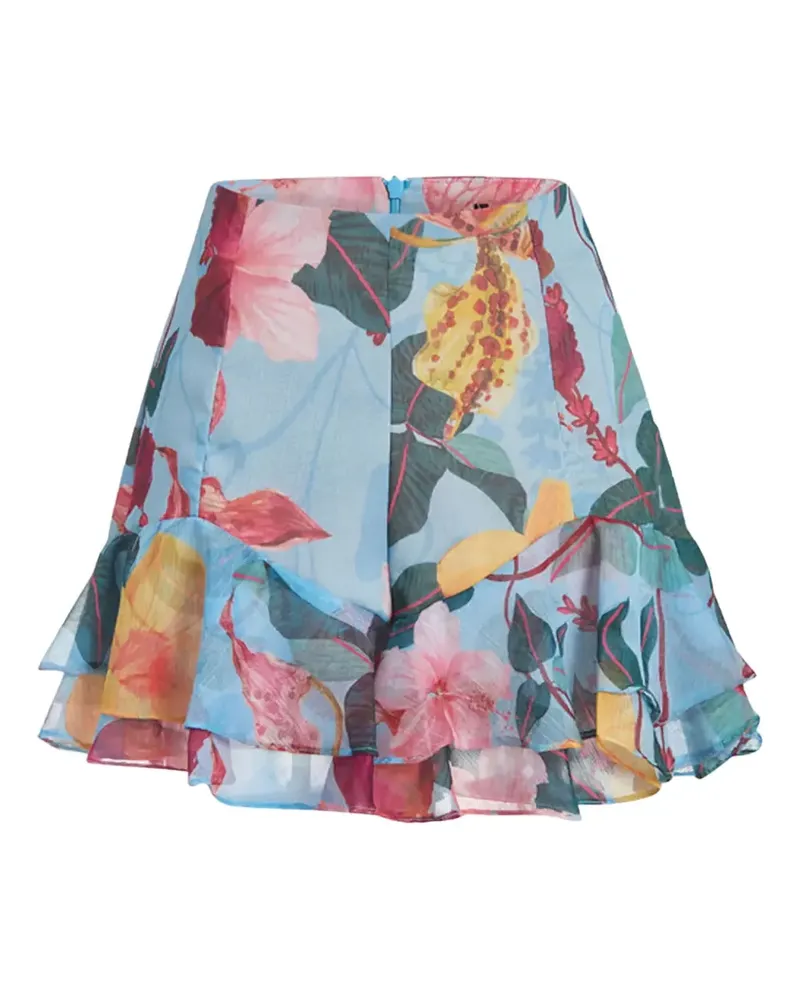 Pat Bo ruffled floral shorts - Blau Blau